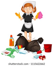 A Maid with Dirty Trash illustration