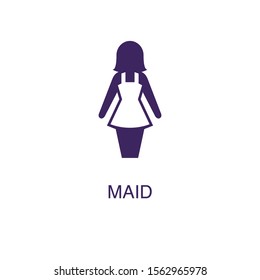 Maid element in flat simple style on white background. Maid icon, with text name concept template