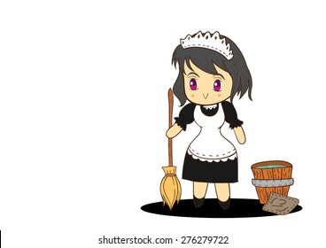 maid girl vector