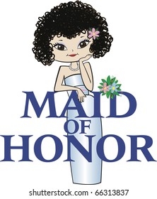 Maid of Honor with Curly Black Hair and Asian Features