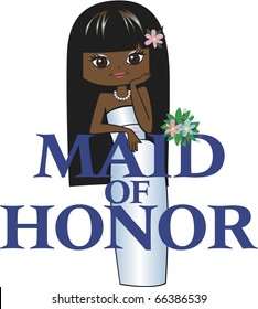 Maid of Honor Long Black Hair Dark Skin Tone