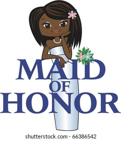 Maid of Honor Med Black Hair Dark Skin Tone