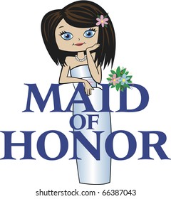 Maid of Honor Med Black Hair Blue Eyes