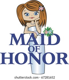 Maid of Honor with Med Red Hair, Caucasian