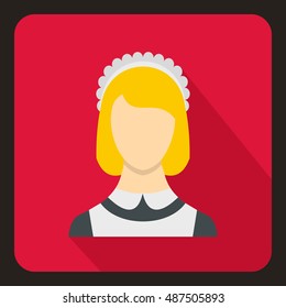 Maid icon in flat style with long shadow. People symbol vector illustration