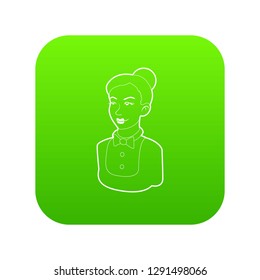 Maid icon green vector isolated on white background