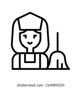 Maid Icon. Line Art Style Design Isolated On White Background