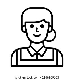 Maid Icon. Line Art Style Design Isolated On White Background