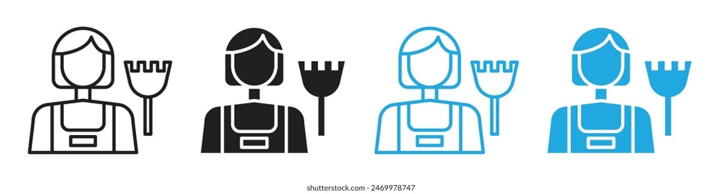 Maid icon line art vector