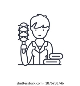 Icono de doncella, ilustración lineal aislada, vector de línea delgada, signo de diseño web, símbolo de concepto de contorno con trazo editable sobre fondo blanco.