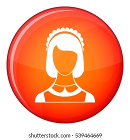 Maid icon in red circle isolated on white background vector illustration