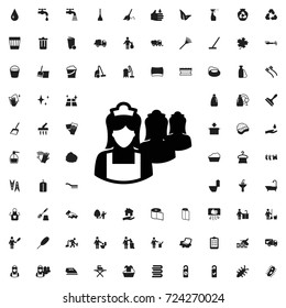 Maid icon. set of filled cleaning icons.