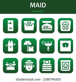 maid icon set. Vector  illustrations related with Door hanger, Scale and Scale