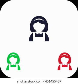 Maid Illustration set. Blue, green, red icon.