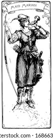 Maid Marian, Vintage Engraved Illustration