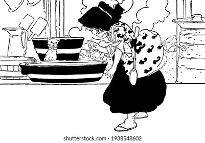 Maid Mary, vintage engraved illustration