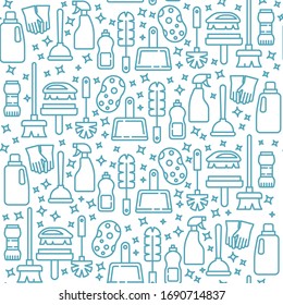 Maid service icons pattern. Housework, cleaning seamless background. Seamless pattern vector illustration
