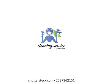 Maid service logo design concept vector illustration