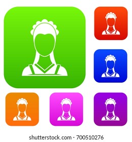 Maid set icon in different colors isolated vector illustration. Premium collection