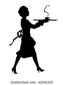 Maid Silhouette - Retro Clipart Illustration