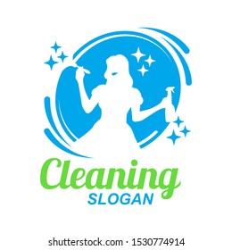 Maid Silhouette, Woman Housekeeper, House Cleaning Service Logo Vector