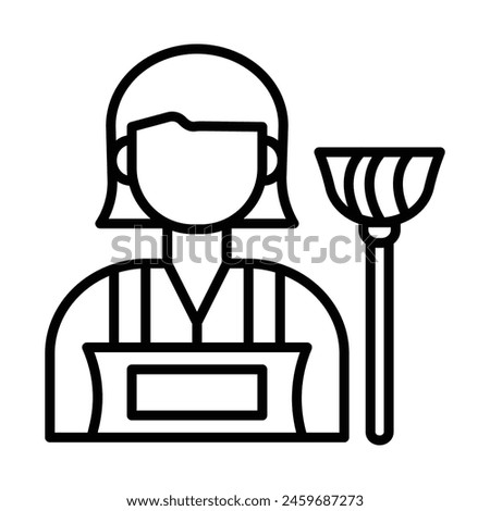 Maid Vector Line Icon Design