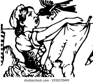 Maid, vintage illustration, vintage illustration