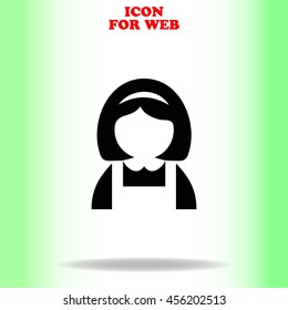 Maid web icon. Black illustration on white background