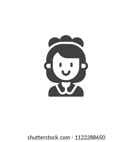 Maid woman vector icon. filled flat sign for mobile concept and web design. Cleaner female simple solid icon. Symbol, logo illustration. Pixel perfect vector graphics