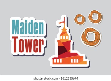 maiden tower on the grey background