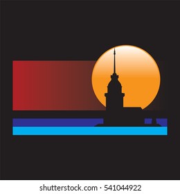 maiden tower vector. istanbul turkey