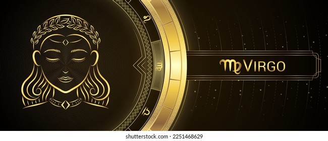 Maiden Virgo Zodiac Planetary Star Sign, Symbol Background, Horoscope Astrology and Fortune-Telling, Backdrop Banner Tarot-Reading.