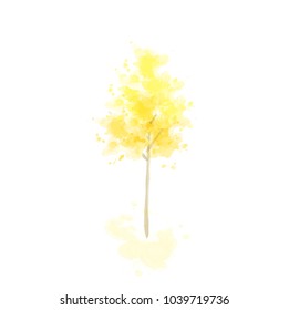 maidenhair tree, (ginkgo in Japanese) in autumn design, water color style, vector illustration. 