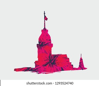 maidens tower graphic design vector art
