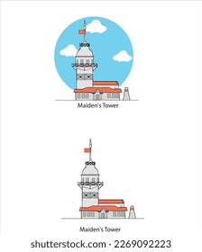 Los jardines de las casas de Estambul, Turquía. Ilustración del vector de dibujo manual