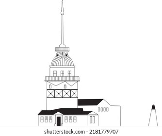 Maiden's tower vector in istanbul turkey 