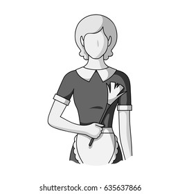 Maid.Professions single icon in monochrome style vector symbol stock illustration web.