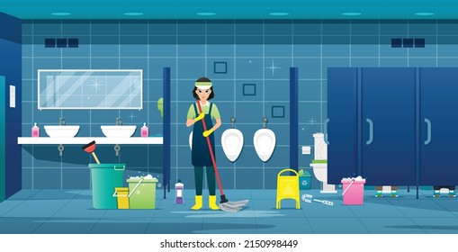 Maids clean the toilets so that customers can always use clean bathrooms.