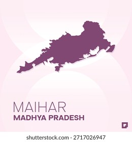 Mapa del distrito de Maihar, Madhya Pradesh, India - Esquema de Vector editable.