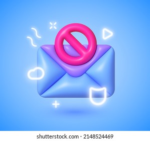 Mail 3d Neon, great design for any purposes. 3d mail 3d for web page design. 3d render realistic vector icon. Business vector icon