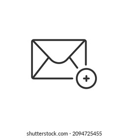 mail add editable stroke line icon, communication icon