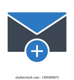 mail add glyph double color icon