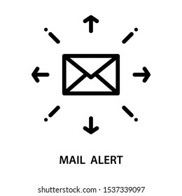 Mail alert icon. Simple design. Line vector. Isolate on white background.