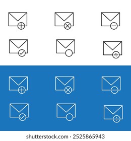 Mail app and web ui icons on white and blue background.	