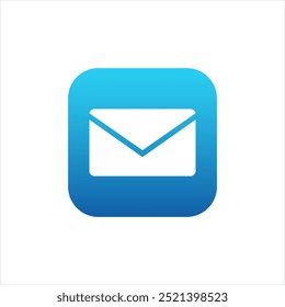 Ícone do aplicativo de email para celular. Logotipo de email com gradiente azul. Logotipo do envelope.