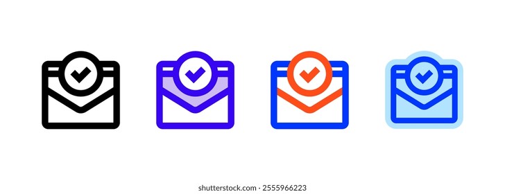 Mail Approve Icon. linear style sign for mobile concept and web design. Outline vector icon. Symbol, logo illustration. Vector