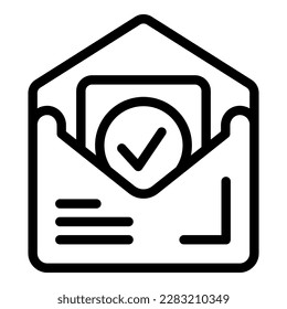 Mail approve icon outline vector. Document loan. Form paper