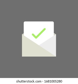 Mail Approved icon. Vector illustration in flat design