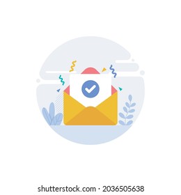Mail Approved vector flat conceptual icon style illustration. EPS 10 File 