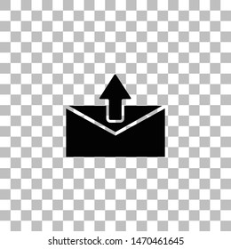 Mail arrow. Black flat icon on a transparent background. Pictogram for your project